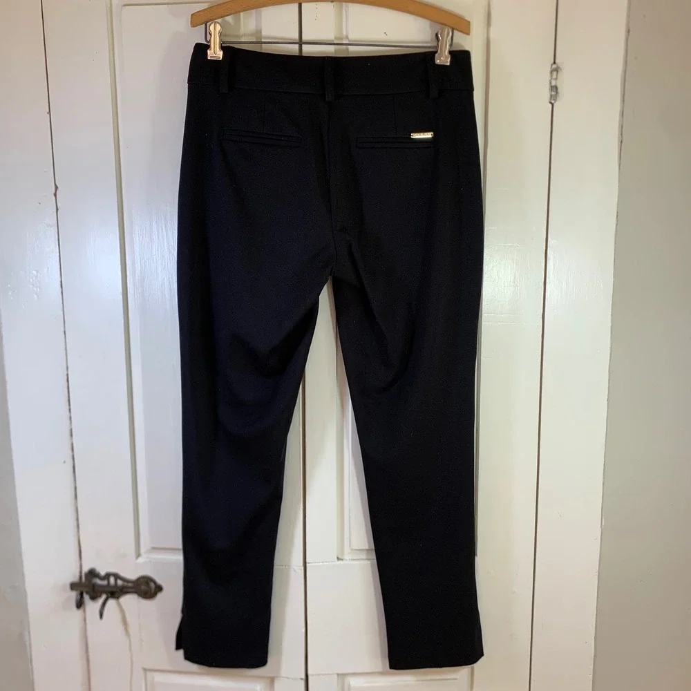 Michael Kors Women Black Ankle Dress Pants Gold Hardware Stretch Size 6 Nautical